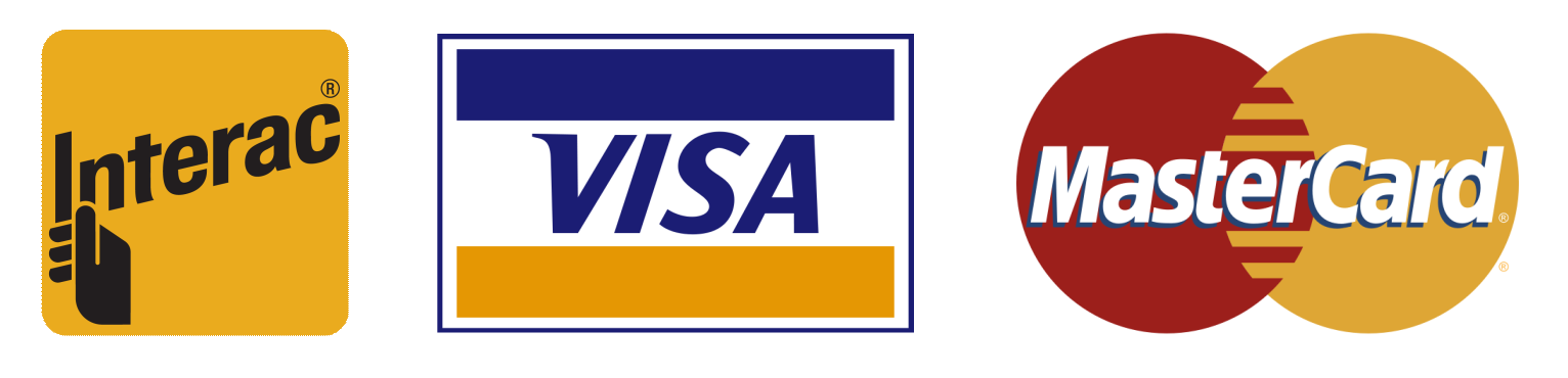Payments via Interac, Visa, Mastercard